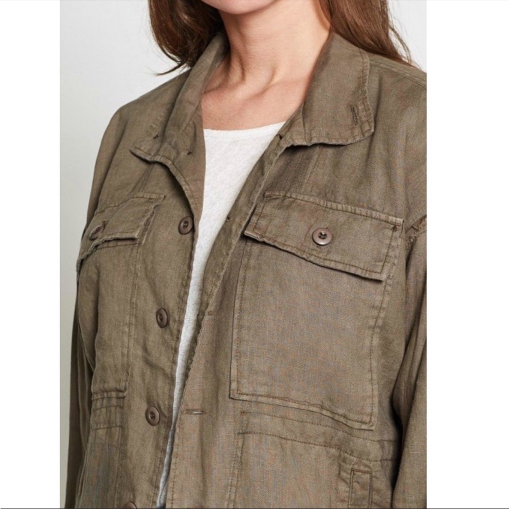 Joie Kendora Linen Cargo Jacket in Fatigue - Picture 4 of 8
